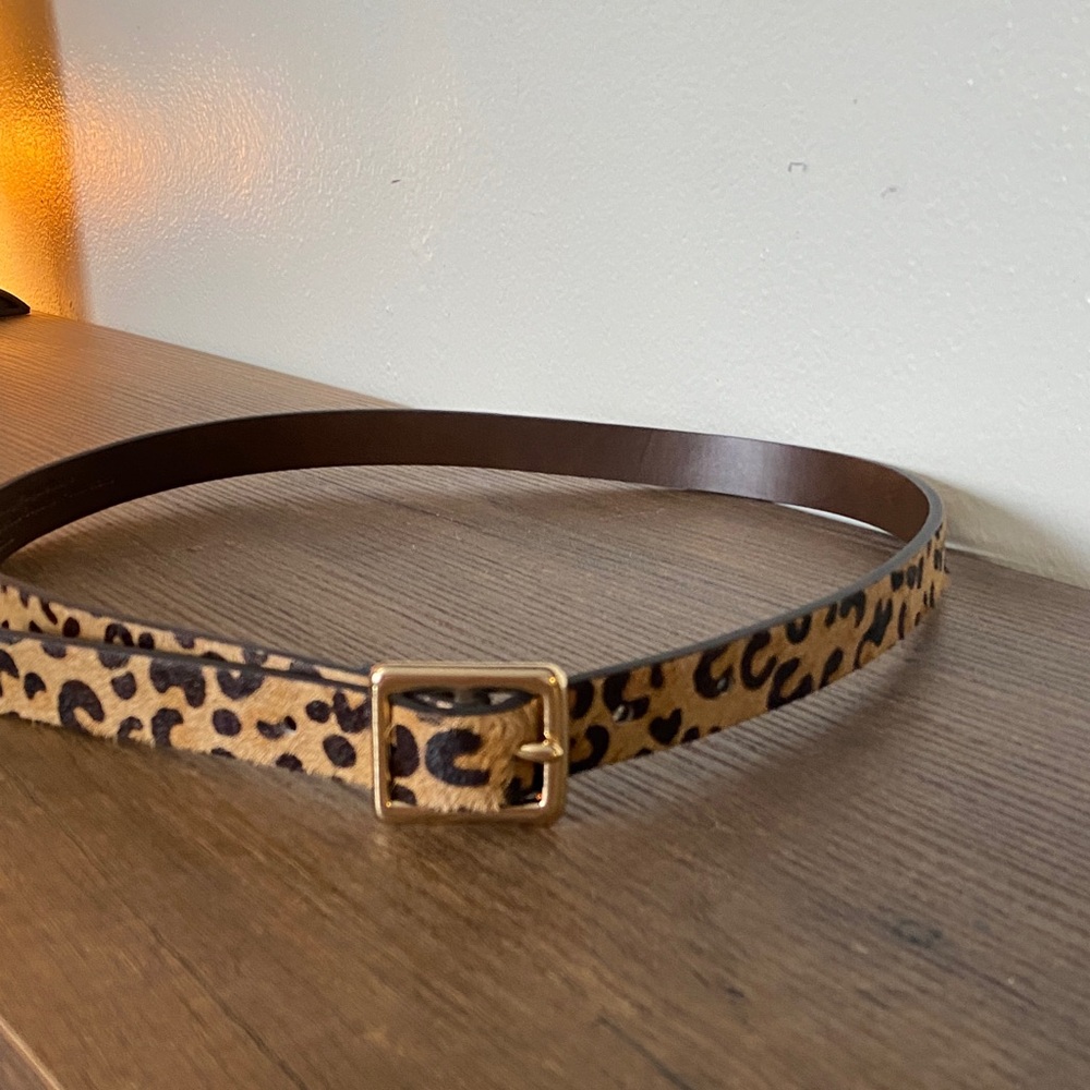 Target Leopard Pattern Belt with Gold Buckle